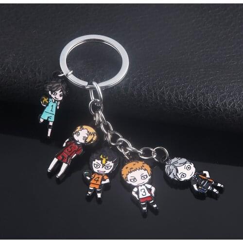 Anime Haikyuu Metal Keychain Hinata Shoyo Kageyama Tobio Kenma Kozume Figure Key Chain for Women Men Kids Keyring Jewelry Gift