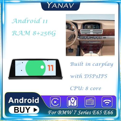 256G Android 11 Car Radio GPS Navigation For BMW 7 Series E65 E66 Stereo Receiver Built in Carplay Multimedia Player Head Unit