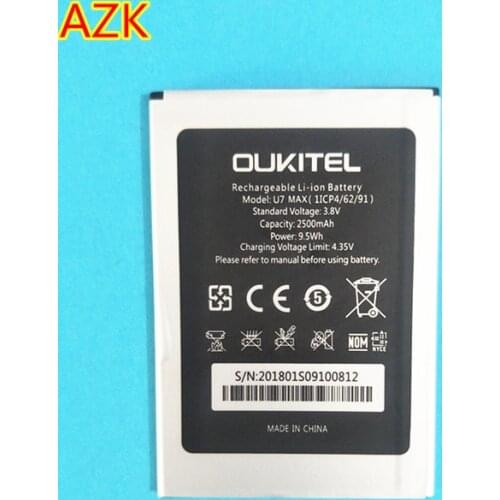 AZK 3.8V 2500mAh New U7 MAX Battery Replacement Battery For Oukitel U7 MAX mobile Phone