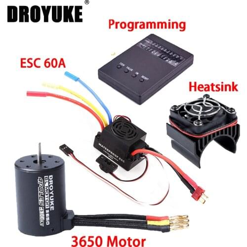 Waterproof 3650 3100KV 3900KV 4300KV KV5200 brushless motor with ESC 60A radiator combination, suitable for 1/10 RC car truck