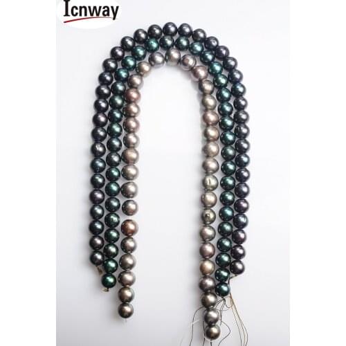 FreeShipping Natural AA Black(grey peacock green and blue)Freshwater Pearl 12-13mm 15inches DIY necklace bracelet Wholesale
