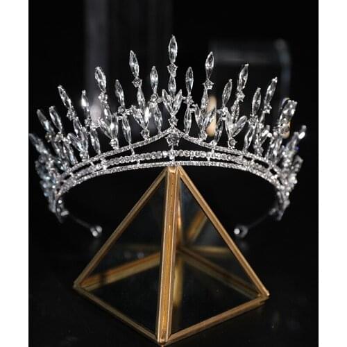 Shiny Rhinestone Bridal Crown Baroque Tiara Hairband Wedding Headwear Women Hair Jewelry Accessories HQ0156