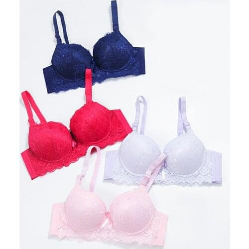 Sexy Floral Push Up Bra For Women Front Closure Three Hook-and-eye Plus Size Bralette Seamless Three Quarters Lace Lingerie
