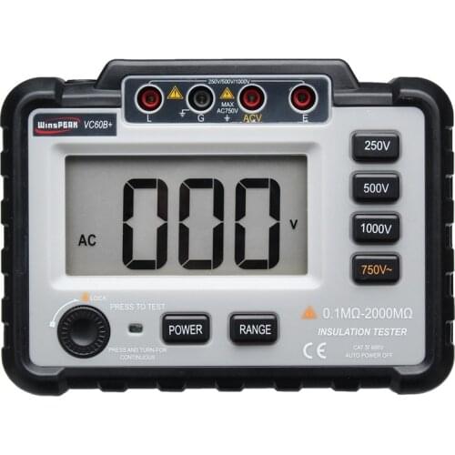 WinAPEX Digital Insulation Tester 250V 500V 1000V DC Voltage Short Circuit Input Alarm Megger MegOhm Resistance Meter Backlight