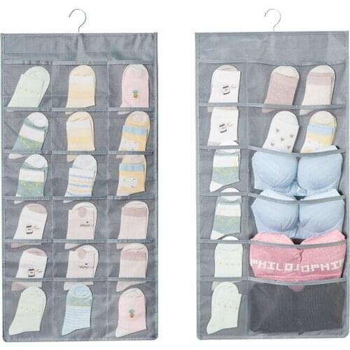 Bra Underwear Storage Hanging Bag Cloth Wall Hanging Dormitory Two-sided Underwear Socks Bra Storage Sorting Bag Oxford cloth