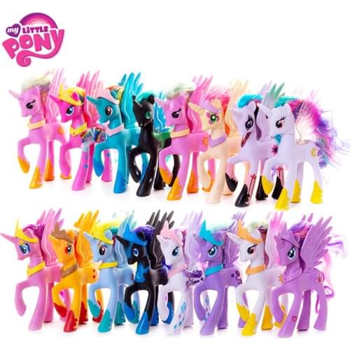Original My Little Pony 14cm Cartoon Rainbow Unicorn Pony Fluttershy Sparkle Rarit Anime Action Figure Model Children Xmas Gift
