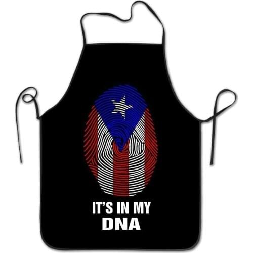 Puerto Rico Flag-Its In My DNA Unisex Kitchen Bib Apron Supermarket Overalls Chef With Adjustable Neck Chefs Apron