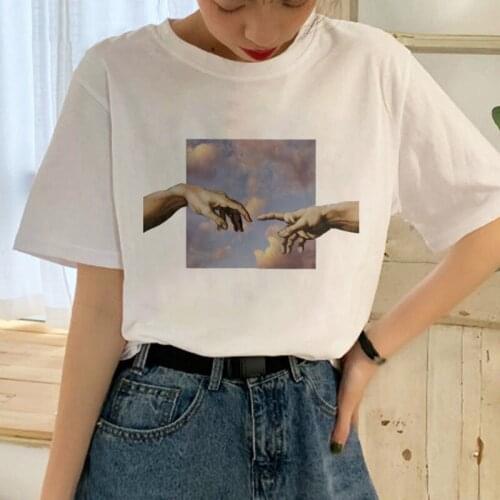 Michelangelo Aesthetic Harajuku T Shirt Women Ullzang Vaporwave Oversized T-shirt Vintage 90s Graphic Tshirt Anime Tees Female