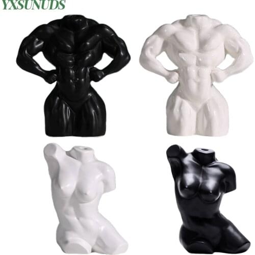 Human Body Ceramic Vase Decor Art Bodybuilding Portrait Figurine Crafts Home Decoration Accessories Statue Ornaments Gifts