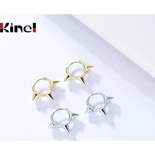 Kinel Fashion Minimalist Punk Real 100% 925 Sterling Silver Awl Spike Stud Earrings Unusual for Women Geometric Party Jewelry