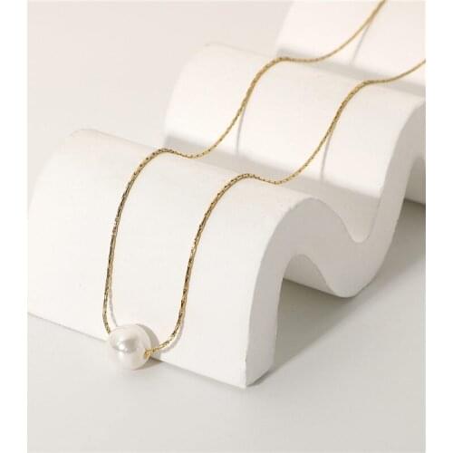 HelloLook Korean Fashion Pearl Choker Necklace for Women 2021 Trendy Stainless Steel Pearl Necklace Kpop Women Jewelry