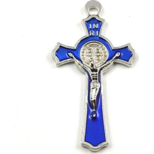 Blue red black st benedict cross big alloy fashion cross pendant
