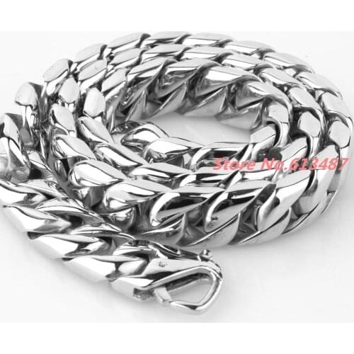 Hot Selling Silver Color Polished Heavy 7"-40" 15mm Curb Cuban Casting Chain Necklace 316L Stainless Steel Men Gift