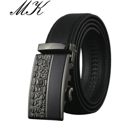 Luxury Business Mens Genuine Leather belts High Fashion Croc Pattern Automatic Buckle Belt for Jeans and Pants High Quality