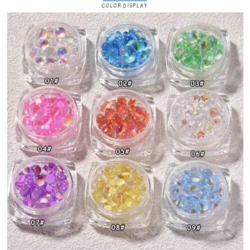 Manicure Mermaid Beads Magic Aurora Diamond Candy Crystal Half Round Beads Mixed Macarone Decorative Nail Art DIY