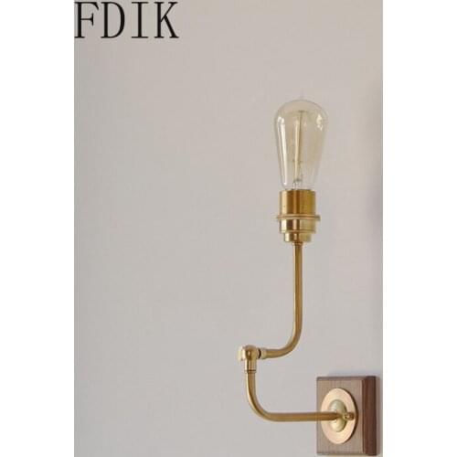 Japanese Style Brass Minimalist Wall Lamps Rotatable Led Bedroom Light Fixtures for Kitchen Bar Bedside Corridor Indoor Lighting