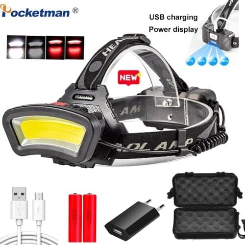 80000 Lumen LED Headlight 200m Long Lighting Distance Waterproof Headlamp Wide Angle COB Head Lamp light Lantern USB Use 2*18650