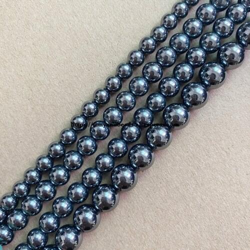 Genuine Natural AA Quality Dark Silver Terahertz Stone Round Loose Beads 6 8 10mm Pick Size For Jewelry Making DIY