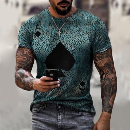 New Mens Cool Ace Of Spades TShirt Summer Fashion 3D Color Printing Short Sleeve Tops Casual Sports T-shirts Xxs-4xl 7 Colors