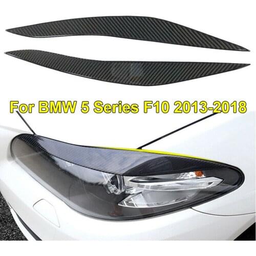 Carbon Fiber eyelid cover trim Headlight Eyebrow Eyelids Compatible for BMW F10 5 Series 2013-2018 Car Styling