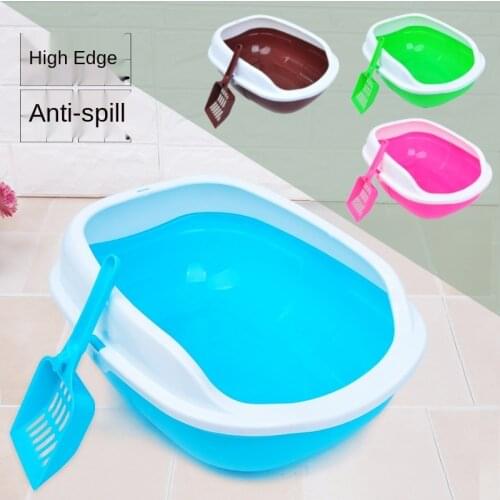 Semi-Closed Cat Litter Box Cat Toilet Pet Supplies High Border Splash Cat Litter Basin Small Number to Send Cat Litter Scoop