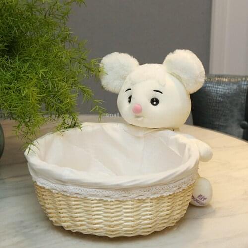 Rattan Desktop storage basket snack sorting box sundries box woven fabric underbed storage box cabinet organizer rattan box lid