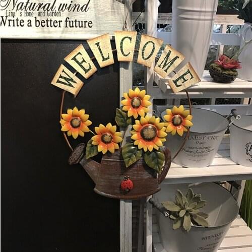 Hand painted metal decorative welcome home door plaque