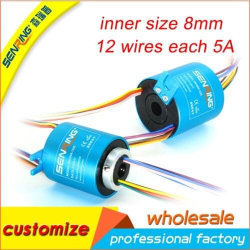 Mini bore size 8mm OD 35mm of through hole slip ring 12 wires each 5A