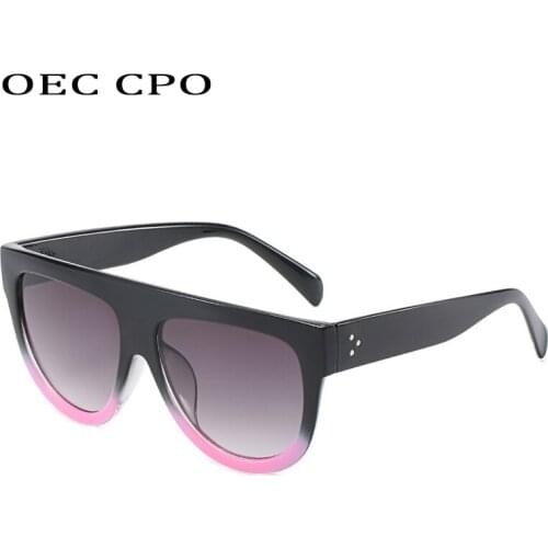 Flat Top Oversized sunglasses woman vintage retro Thin Shadow sun glasses square Pilot luxury designer black shades Eyewear