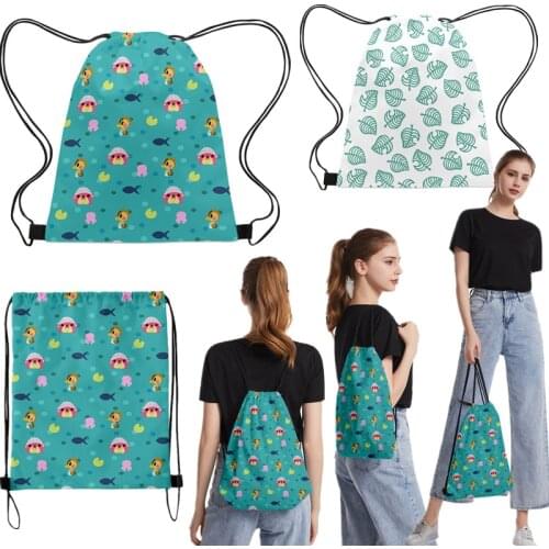 Tom Nook Bunch Bag Animal Crossing Bags Leaf Drawstring Pocket School Bag Women Backpack Girls Waterproof Notebook Bags Boys
