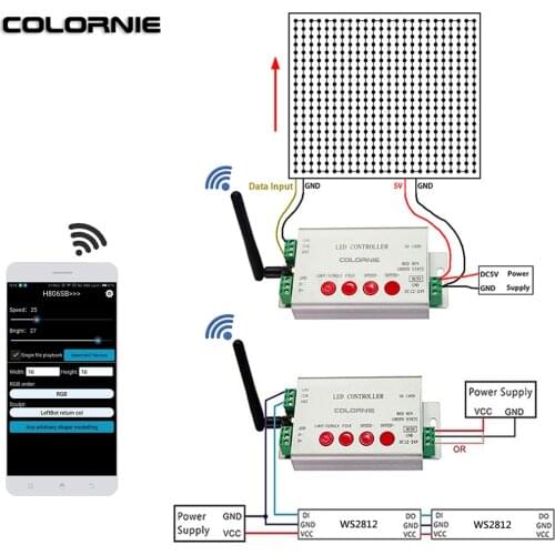 WIFI Led Controller WS2811 Led Strip RGB Controller SD Card SPI Controller 2048 Piexls DC5-24V RGB Controler