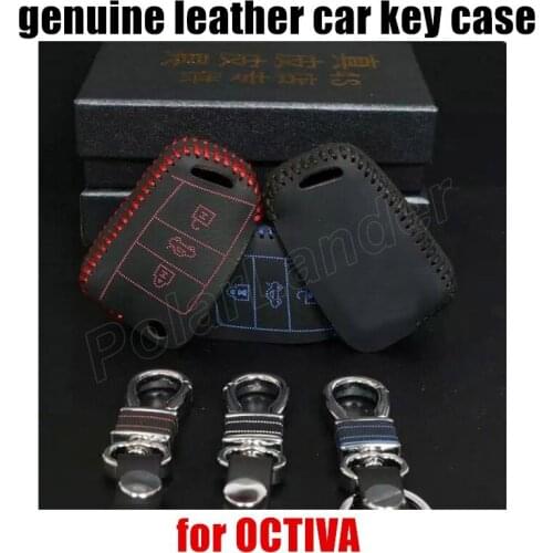 Only Red great quality Car key cover car key case Hand sewing car styling Genuine leather fit for SKODA OCTIVA