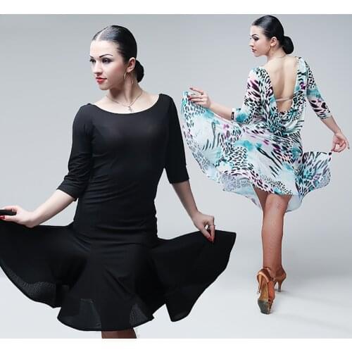 Comfort Latin Dancing Dress For Ladies Black Lake Blue Color Backless Velvet Women Square Latino Indian Galop Trot Clothes B35