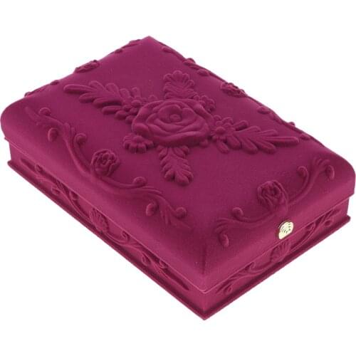 Embossed Velvet Jewelry Display Organizer Case Holder Storage Box Universal