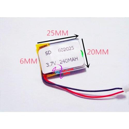 XHR-2P 2.54 best battery brand BW 602025 062025 572025 NLE 240mah 3.7V lithium polymer battery MP4 MP5