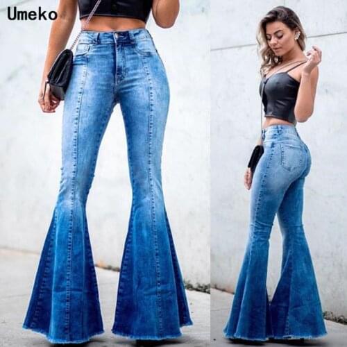 2020 Winter Vintage High Waist Flare Jeans Women Waterwashed Plus Size Skinny Denim Pants Ladies Boyfriend Mom Jeans Trousers