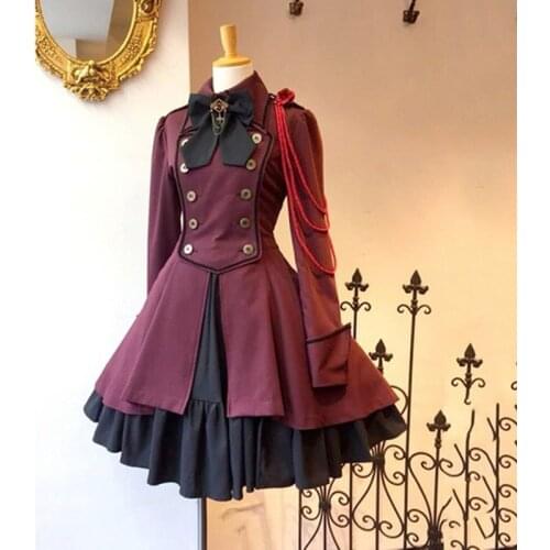 2021 Woman Cosplay Dress Black Vintage Animation Clothing Maxi Dress Medieval Renaissance Bow Long Sleeve Ruffle Harajuku Wear