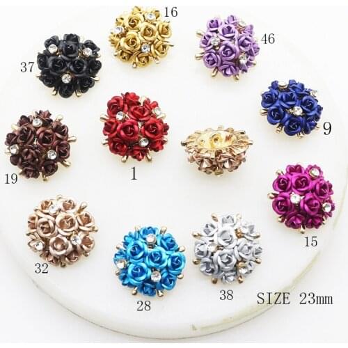 ZMASEY New 5Pcs/Lot Fashion 23mm Buttons 10 Color Button Decoration DIY Rose Alloy Shank Beautiful Accessories