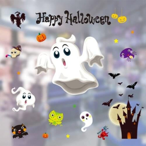 YOMDID 1pc sticker cartoon stickers for window happy halloween cute pumpkin and ghost pattern decoration party wall DIY sticker