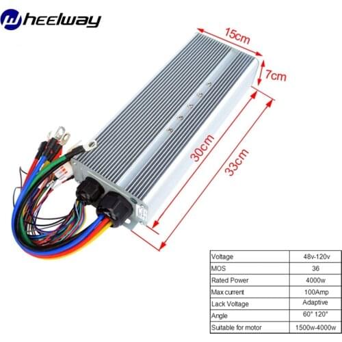 48v 60V72V84V96V120V 4000W Ebike ControllerHub Motor Controller 4kw 36MOS Current 100Am Electric Motorcycle
