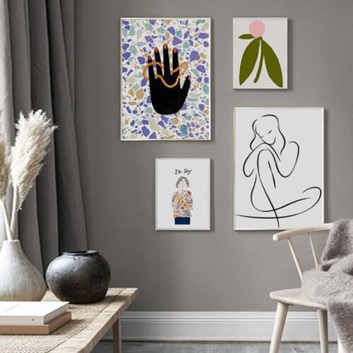 I'm Shy Abstract Women Body Prints&Poster Hand Line Drawing Canvas Painting On The Wall For Living Room Home Decor Art Pictures