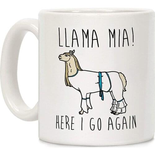 Llama Mia Parody White 11 Ounce Ceramic Coffee Mug