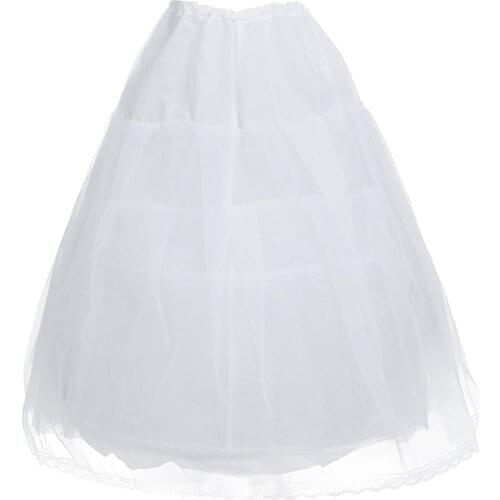 White Children Net Petticoat A-Line 2 Hoop Kids Girls Crinoline Petticoat for Flower Girl Wedding Dress Underskirt Puffy Skirt
