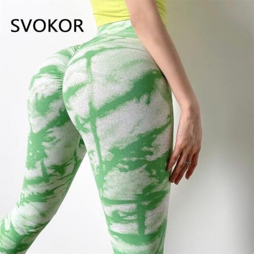 SVOKOR Seamless Leggings Sport Women Tie Dye Push Up Legging Female Fitness Ankle-Length Pants Workout Bubble Butt Activewear