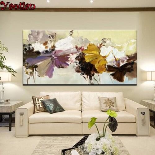 Large Diamond Embroidery Modern Abstract Flower 5D Diamond Painting Cross Stitch Full Square Round Mosaic Drill,70x140cm