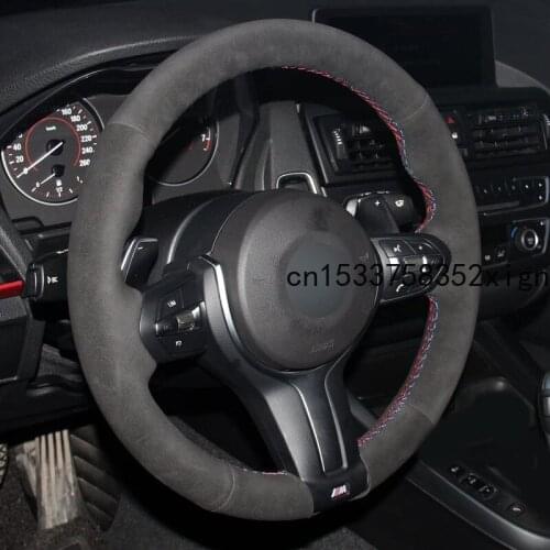 For BMW F87 M2 2015-2017 F80 M3 2014-2017 F82 M4 2014-2017 M5 F12 F13 M6 F85 DIY leather suede car steering wheel cover