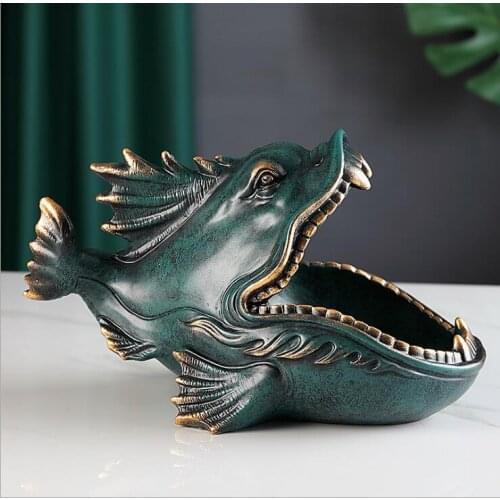 Lantern fish Figurine big mouth storage box home decoration ornamental resin art sculpture figurines home decor gift decorative