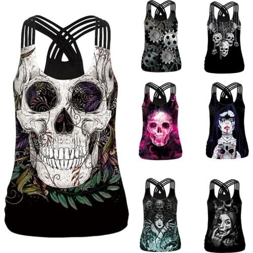 Halloween Skeleton Rose Vampire Bride Sexy Vest Costume Adult Women Carnival Party Horror Ghost Monster skull tank tops camis