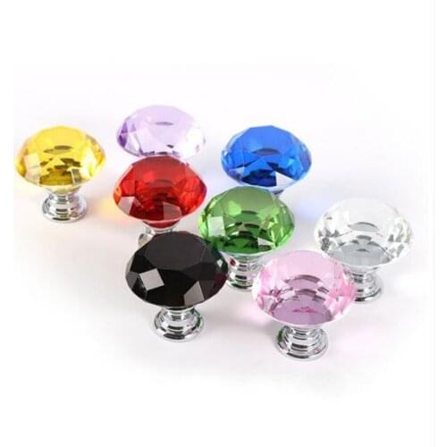 1PC 30mm Crystal Knobs Cabinet Knobs and Handles Diamond Shape Kitchen Cupboard Handles Drawer Knobs Furniture Handle Hardware