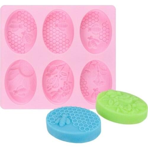 Soap Making Mold Tools 6-grids Soap Molds Silica Gel Bee Shape Portable Unique Handmade Soap Mold Durable Maker Supplies